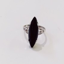 Prong Set Onyx Stone 18K HGE Gold Electroplate Ring 7 Silver Black - £35.88 GBP