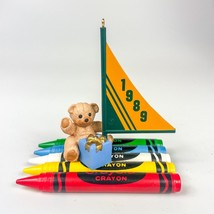 Hallmark Keepsake Ornament Crayola Crayon Bright Journey Bear Sail Boat 1989 - £6.19 GBP