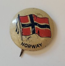 Small Norwegian Flag Pin Vintage Pinback Norway Waving Flag Vintage Lape... - $16.63