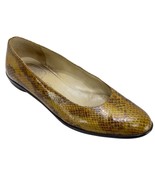 SALVATORE FERRAGAMO Women’s Shoes Beige Reptile Embossed Leather Flats S... - $49.49