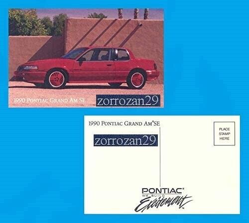 1990 PONTIAC GRAND AM SE 2-Door SEDAN FACTORY ORIGINAL COLOR POSTCARD - ... - $6.30