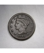 1845 Large Cent VG Details Coin AM685 - £23.22 GBP