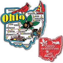 Ohio Jumbo &amp; Small State Map Magnet Set by Classic Magnets, 2-Piece Set, Collect - £7.57 GBP