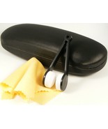 NEW Nice Hard Clam Shell Eyeglasses Glasses Black Case w/ Cleaning Cloth... - $7.33