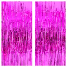 Pink Backdrop Curtain 6.4x8 Feet Pack of 2 Pink Birthday Decorations Pink Stream - £19.87 GBP