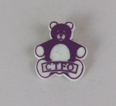 Vintage CTFO Purple Teddy Bear Plastic Lapel Hat Pin - £5.44 GBP