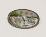 Niagara Falls Scene Reverse Painted Crystal Sterling Pin - $24.99