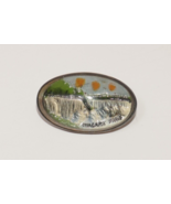 Niagara Falls Scene Reverse Painted Crystal Sterling Pin - $35.02 CAD