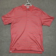 Peter Millar Polo Shirt Mens XL Pink Striped Short Sleeve 100% Cotton - $21.65