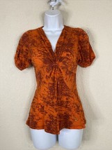 Southern Thread Womens Size S Orange Knit Knot Blouse Short Sleeve - £5.97 GBP