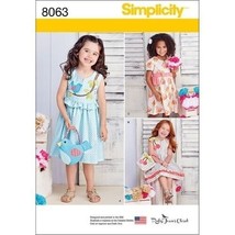 Simplicity Sewing Pattern 8063 Childs&#39; Spring Dresses &amp; Purses Size 3-8 - £6.42 GBP