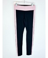 Pink Victorias Secret Yoga Leggings Bling Spell Out Logo Stripe M Black ... - $54.82 CAD