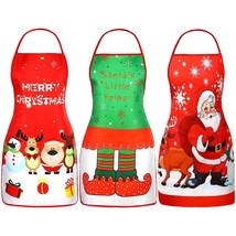 3 Pieces Christmas Aprons Adult Elf Aprons Santa Apron Adjustable Kitchen Cookin - £23.58 GBP