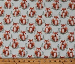 Cotton Foxes Woodland Animals Forest Friends Fabric Print by the Yard D386.23 - £8.61 GBP