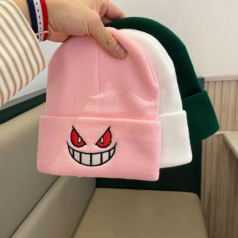 Pokemon Knitted Hat Cartoon Pikachu Kawaii Gengar Unisex Winter Outdoor Warm - £12.38 GBP