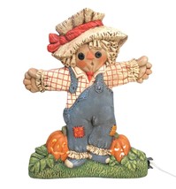 Halloween Scarecrow Light up Ceramic Lamp Pumpkin jack O Lantern Country Vtg - £15.25 GBP