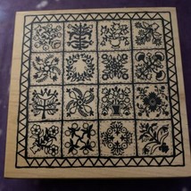 Patchwork Quilt Rubber Stamp Wood Mounted 1994 PSX 4”  H X 4” W - $8.55