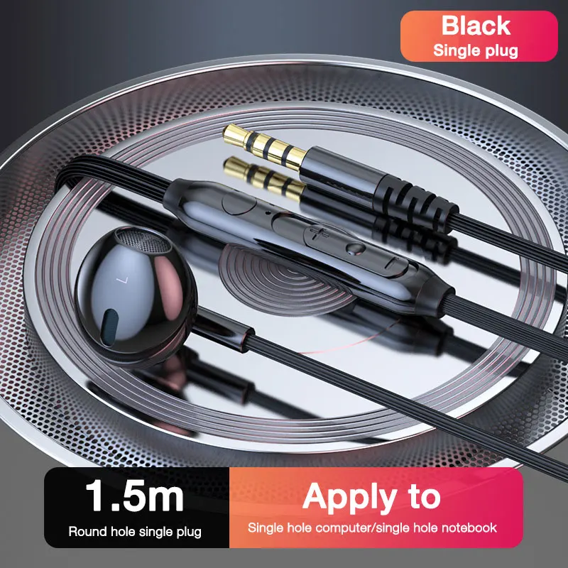 EARDECO 3.5mm Wired Headphones with Microphone HiFi Bass Wired Earphones Earbuds - £8.25 GBP