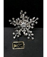 Mid Century Coro Rhinestone Star Snowflake Pin Brooch UNUSED Original Tag - $451.66 MXN