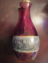 Paul&#39;s Italy Hand Painted Crystal Decanter With Stopper, Fragonard Style Red - £98.56 GBP