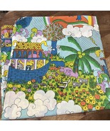 Noah’s Ark Vintage 70’s Flat Sheet Mod Psychadelic Colorful Sears - $48.02 CAD