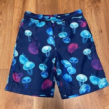 Lands End Boys Jelly Fish Blue Pink Patterned Swim Trunks Board Shorts L/14/16 - £18.69 GBP