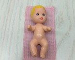 Mattel Barbie baby doll blonde hair infant Krissy 1973 pink thermal blanket - £7.82 GBP