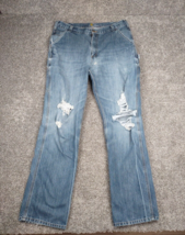 Carhartt Carpenter Jeans Men 36x34 Blue Denim Relaxed Fit Distressed Thr... - £31.28 GBP