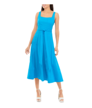 NEW ANNE KLEIN BLUE FIT AND FLARE  MIDI COTTON BELTED DRESS SIZE 16 $129 - £70.35 GBP