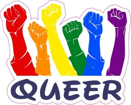 Queer Arm Lgbtq+ Fist Gay Lesbian Rainbow Sticker Decal Vinyl Laptop - £3.87 GBP