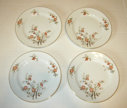 NORITAKE china Brenda 3064 Set of 4 Bread &amp; Butter Plates 6 1/4&quot; Gold Rim Floral - £30.97 GBP