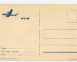 KLM Royal Dutch Airlines On Board Postcard 1940&#39;s - $27.72