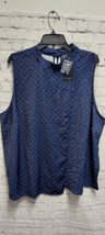 Eloquii Mock Neck Top Blouse Sleeveless Navy Blue White Polka Dot 3X 24 NWT - $16.82