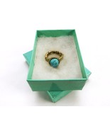 Turquoise Teardrop Ring, Gold Tone Band, Adjustable Stretch Size 6.5-10,... - $6.81