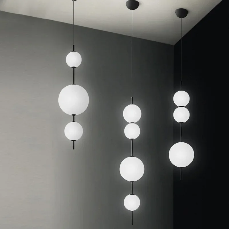 Postmodern LED Pendant Lights White Glass Beads Home Decor Hanging Chand... - $213.40+