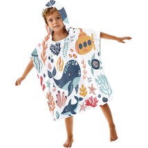 Toddler Towels With Hood For Ages 2-8, Cartoon Undersea World Kids Hooded Bath T - £17.55 GBP