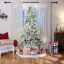 7.5-ft Pre-lit Traditional Flocked Christmas Tree Dual Lights Holiday Li... - £134.24 GBP