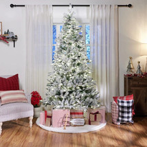 7.5-ft Pre-lit Traditional Flocked Christmas Tree Dual Lights Holiday Li... - £126.38 GBP