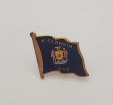 Wisconsin State Seal Flag Souvenir Enamel Lapel Hat Pin - £11.50 GBP