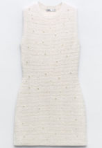 Zara Bnwt 2024. Ecru Tweed Jewel Mini Dress Knit Pearls. 4331/006 - £69.15 GBP