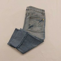 Request Women&#39;s Cropped Capri Jeans Size 9 Stretch Cuffed Beaded Back Po... - £9.34 GBP
