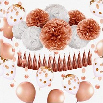 Rose Gold Party Magic: 36-Piece Kit with Balloons, Pom Poms, Tels &amp; Garl... - $457.39 MXN