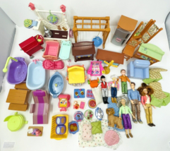 Huge Lot Fisher Price Lovin&#39; Family Dollhouse Dolls + Furniture Accessories - $89.99