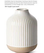 Small Boho Vase for Decor,Rustic Farmhouse Vase for Pampas Grass,Eucalyp... - $13.38 CAD