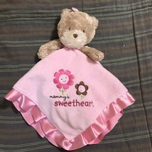 Carters Pink Bear Satin Tan Blanket Lovie Lovey Rattle Baby - $31.92