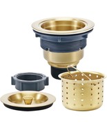 KONE 3-1/2&quot; Stainless Steel Gold Kitchen Sink Drain With Strainer Basket - £25.09 GBP