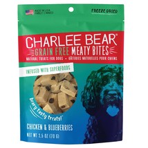 Charlee Bear Dog Meaty Bites Chicken And Blueberry 2.5oz. - £14.29 GBP