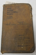 The Home National Bank Notebook 1919 Leather Cover Ledger Eureka Kansas - $18.95