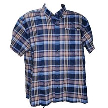 Eddie Bauer Button Up Shirt Mens XL Blue Plaid Classic Fit Short Sleeve ... - $23.75