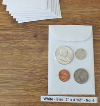 500 NEW SMALL 3 X 4 1/2 WHITE COIN ENVELOPES 7.6x11.4cm (coins not inclu... - $39.50